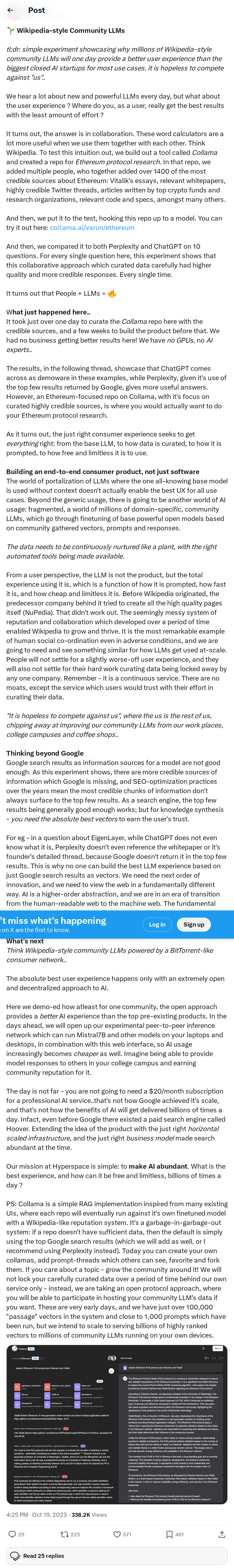 Wikipedia-style Community LLMs

tl;dr: simple experiment showcasing why millions of Wikipedia-style community LLMs will one day provide a be