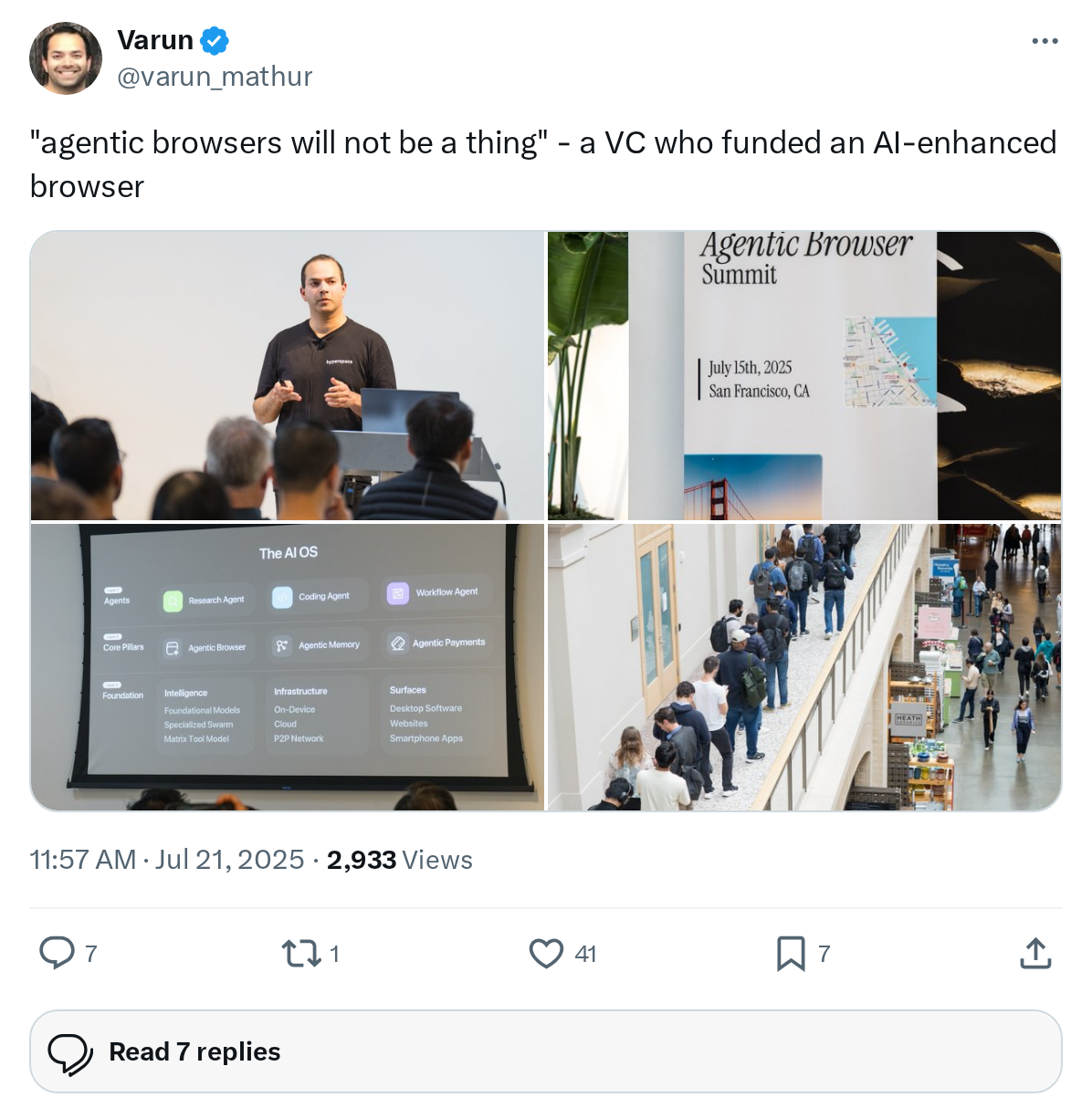 "agentic browsers will not be a thing" - a VC who funded an AI-enhanced browser