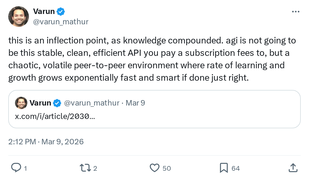 this is an inflection point, as knowledge compounded. agi is not going to be this stable, clean, efficient API you pay a subscription fees t