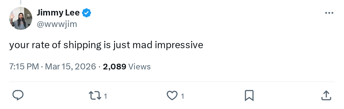 your rate of shipping is just mad impressive