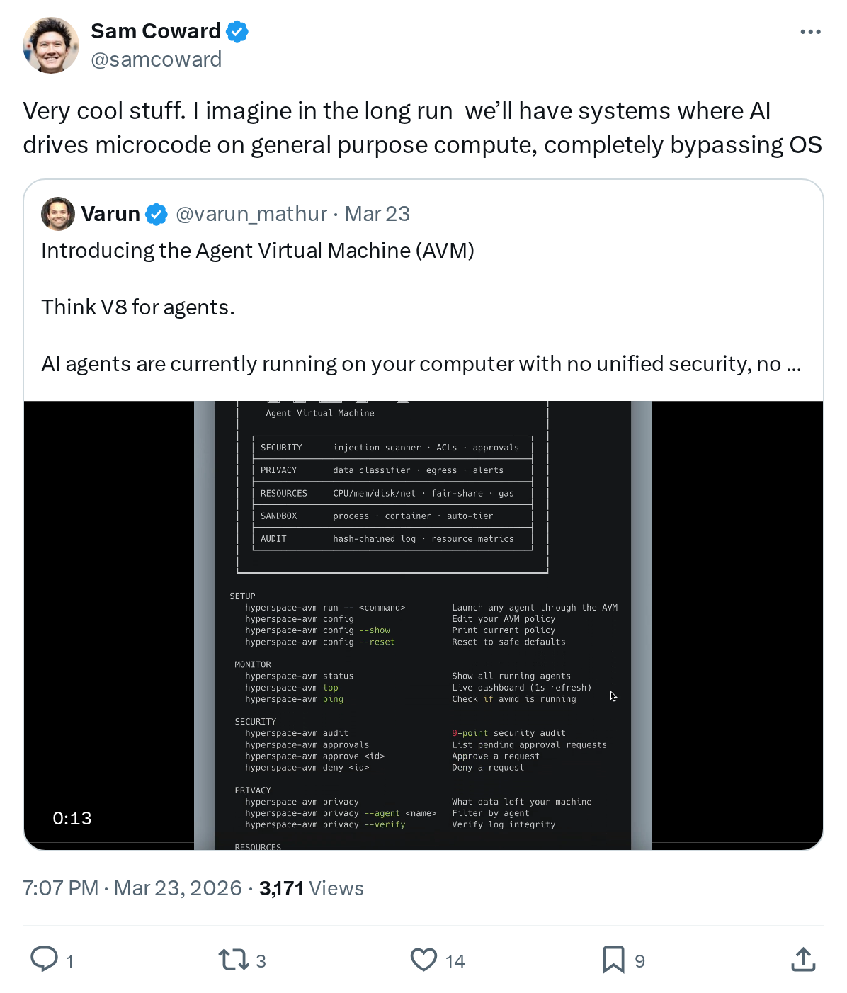 Very cool stuff. I imagine in the long run  we’ll have systems where AI drives microcode on general purpose compute, completely bypassing OS