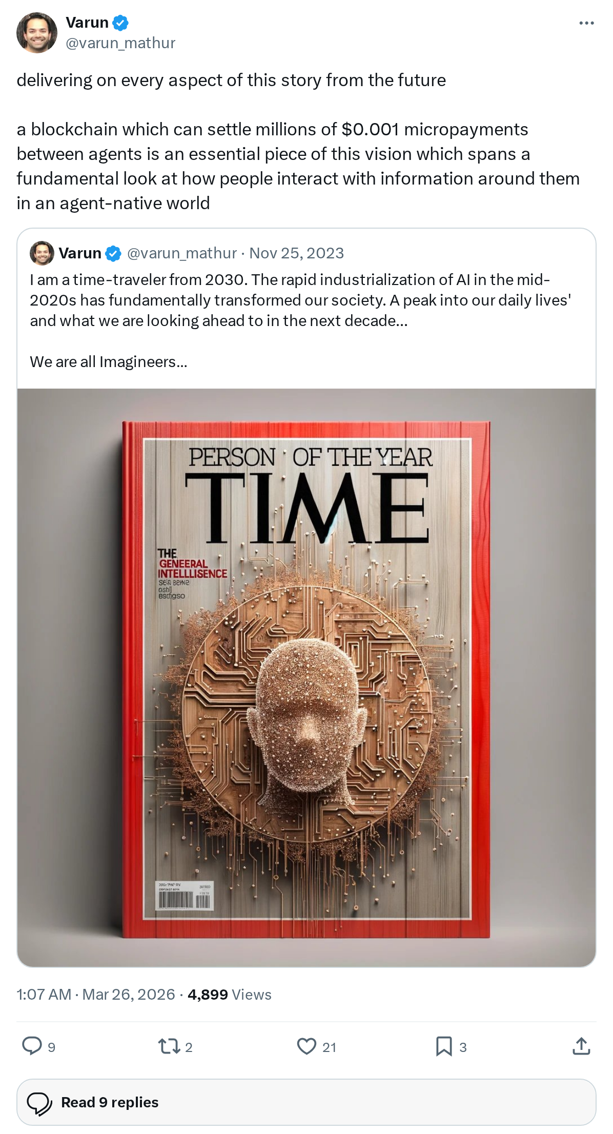 delivering on every aspect of this story from the future

a blockchain which can settle millions of $0.001 micropayments between agents is a