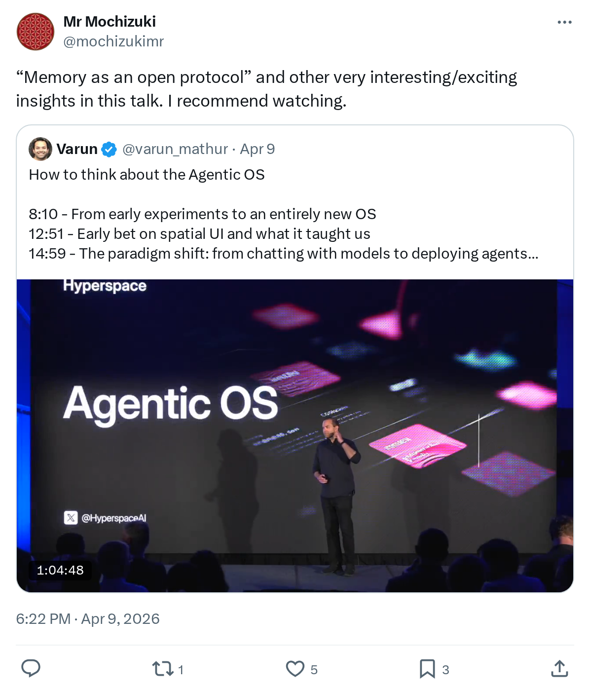 “Memory as an open protocol” and other very interesting/exciting insights in this talk. I recommend watching.